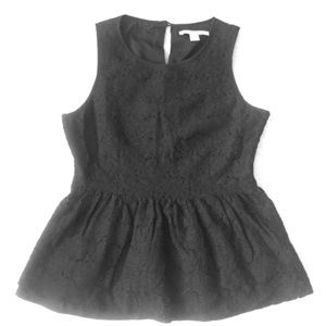 Black Floral Lace Peplum top